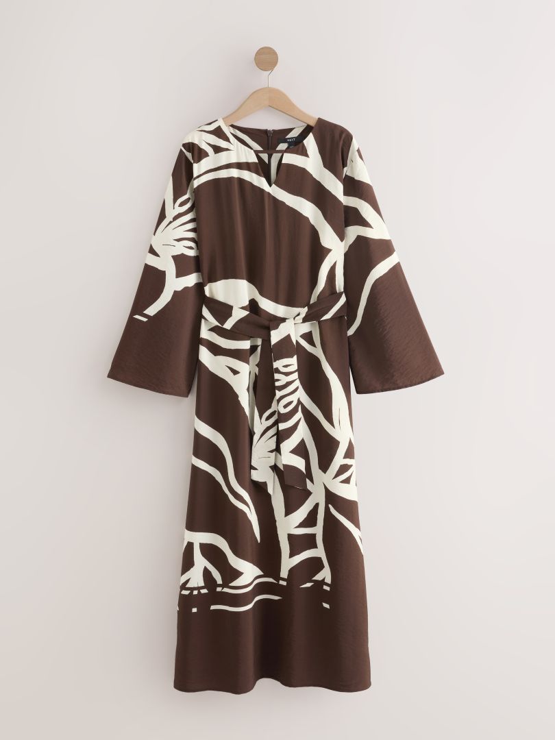 فستان بني مطبع بالأبيض من ماكس آند كو