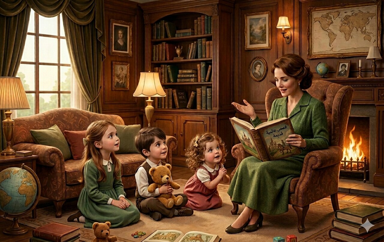 صورة أم تقرأ القصص