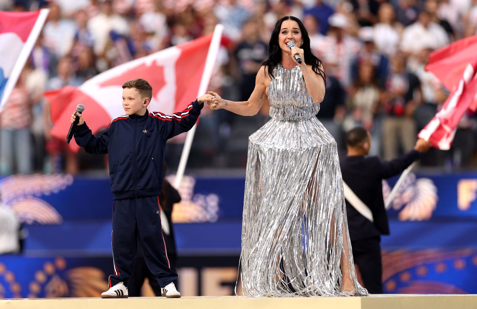 كاتي بيري Katy Perry في حفل افتتاح كأس العالم لكرة القدم 2026 بمدينة لوس أنجلوس الأمريكية -مصدر الصورة: Richard Heathcote/Getty Images/AFP