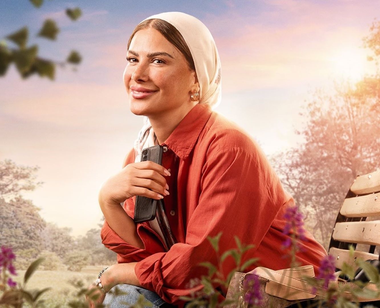 صبا مبارك على الملصق الدعائي لمسلسل ورد على فل وياسمين - الصورة من صفحة منصة شاهد على إنستغرام