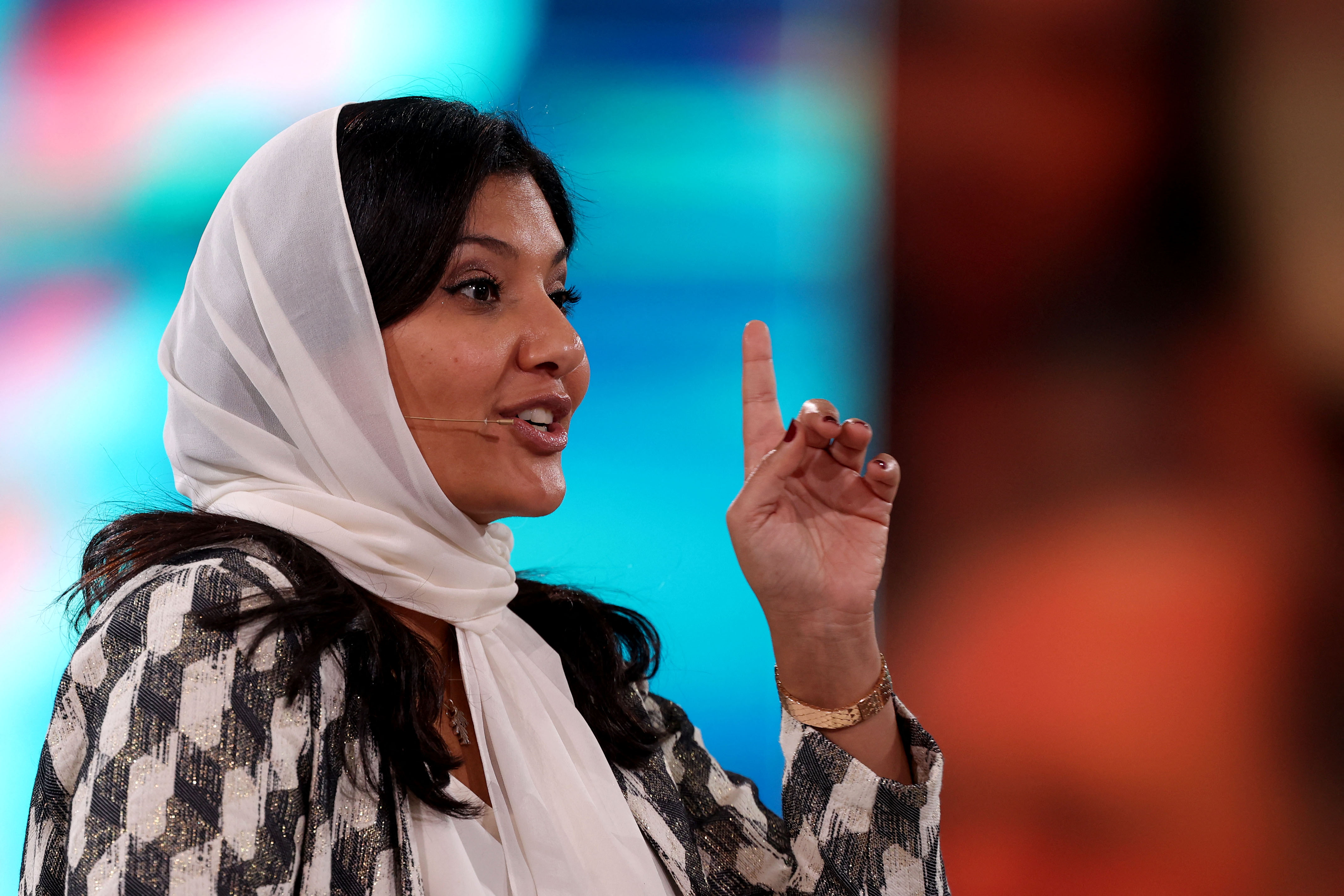  الأميرة ريما بنت بندر بن سلطان، سفيرة خادم الحرمين الشريفين لدى الولايات المتحدة الأمريكية (مصدر الصورة Photo by FAYEZ NURELDINE : AFP)