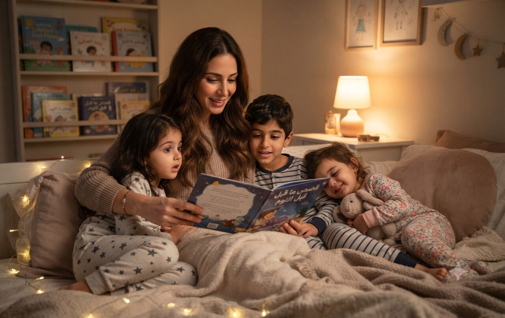 صورة أم تقرأ القصص 