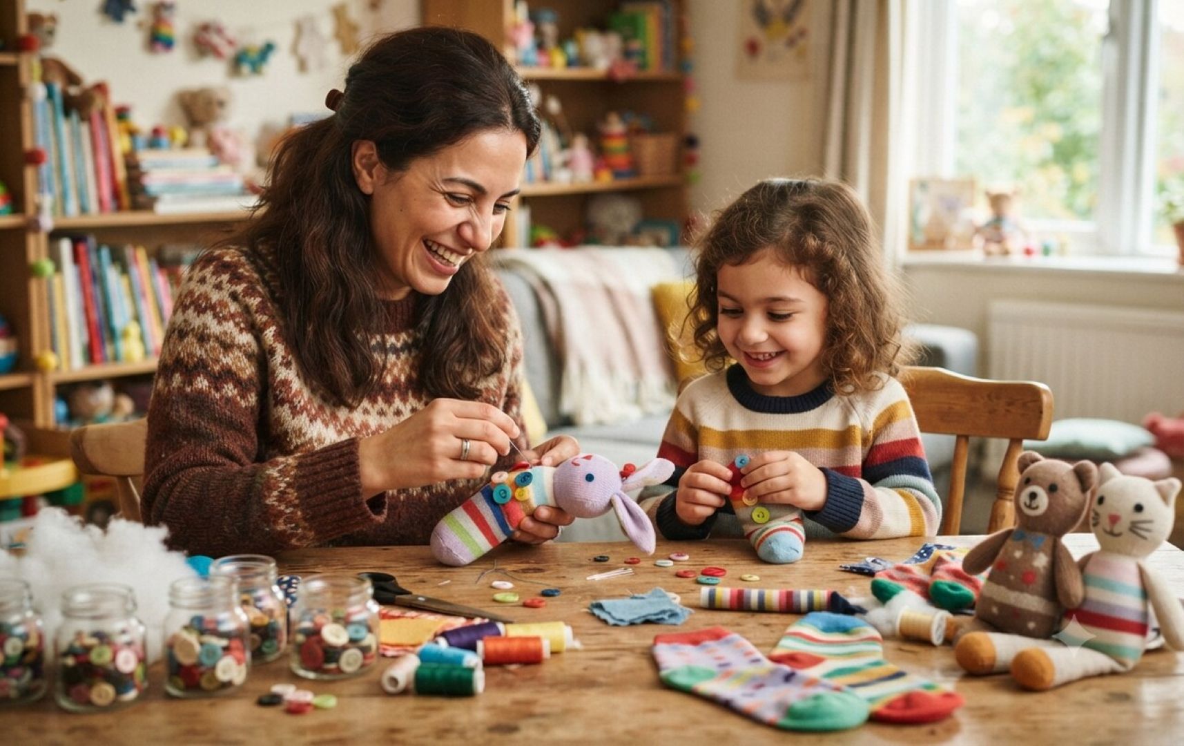صورة ماذا يمكنك أن تصنعي باستخدام جوارب قديمة وأزرار للأطفال؟