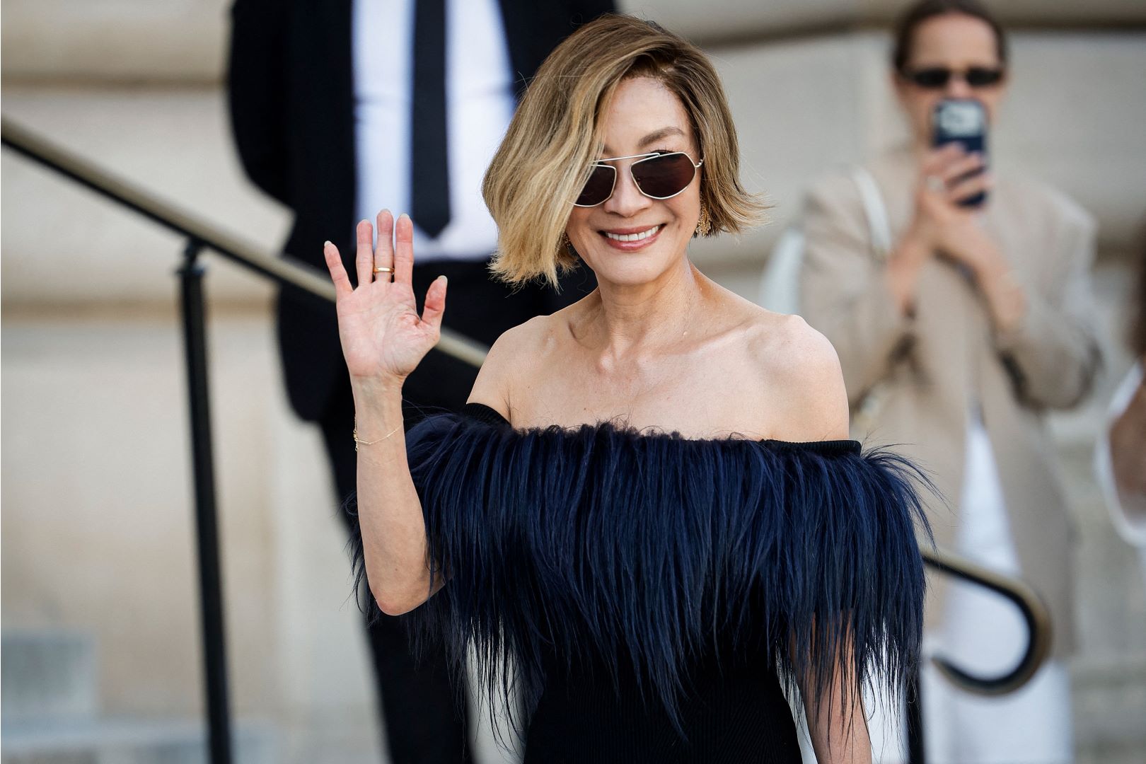 ميشيل يوه Michelle Yeoh في أسبوه الهوت كوتور في باريس 2026. مصدر الصورة: GEOFFROY VAN DER HASSELT / AFP
