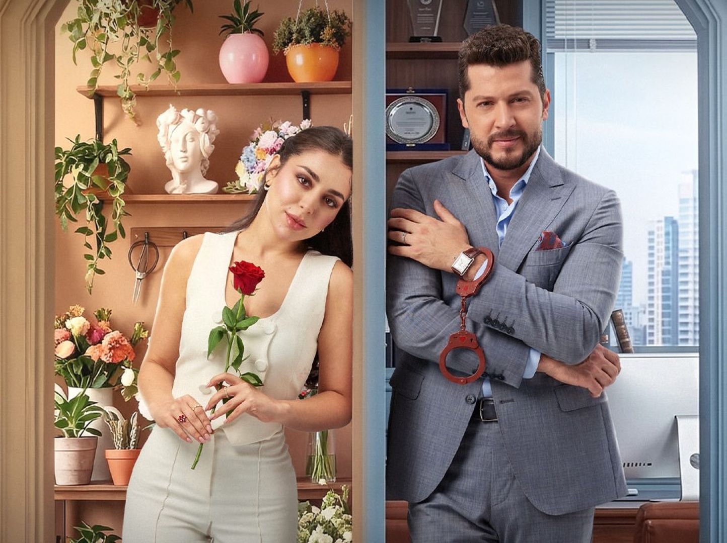 أنس طيارة وهيا مرعشلي على بوستر مسلسل حب ع ورق - الصورة من صفحة منصة شاهد على انستغرام