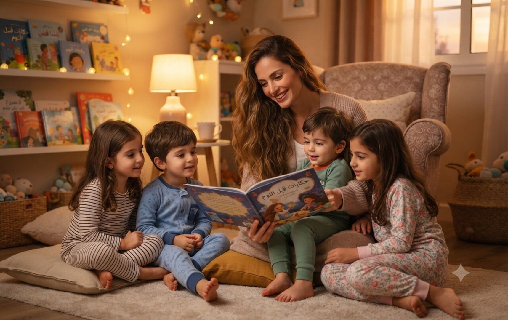 صورة أم تقرأ قصصاً قبل النوم