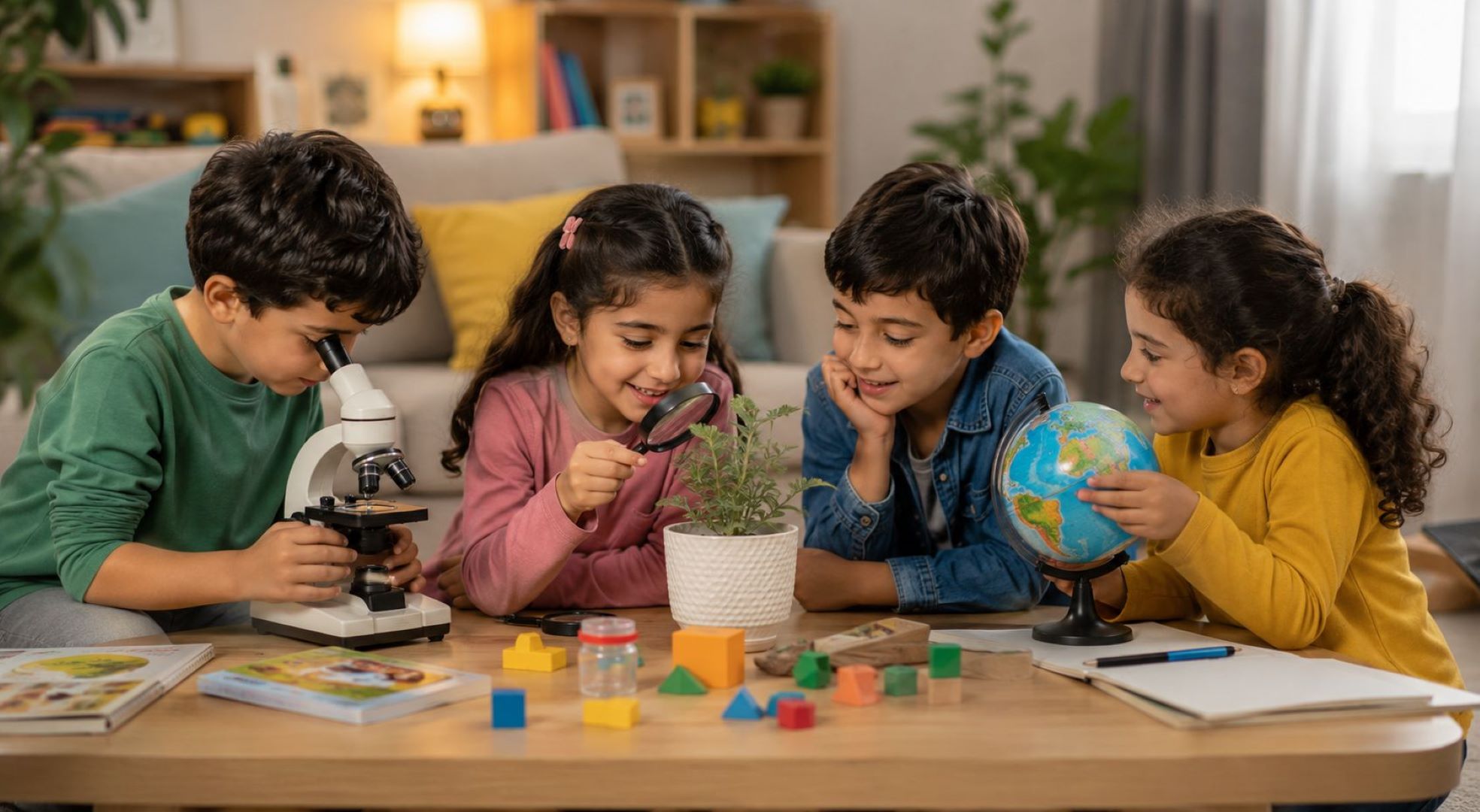 صورة لأطفال يلعبون ألعاب فضول منزلية ممتعة