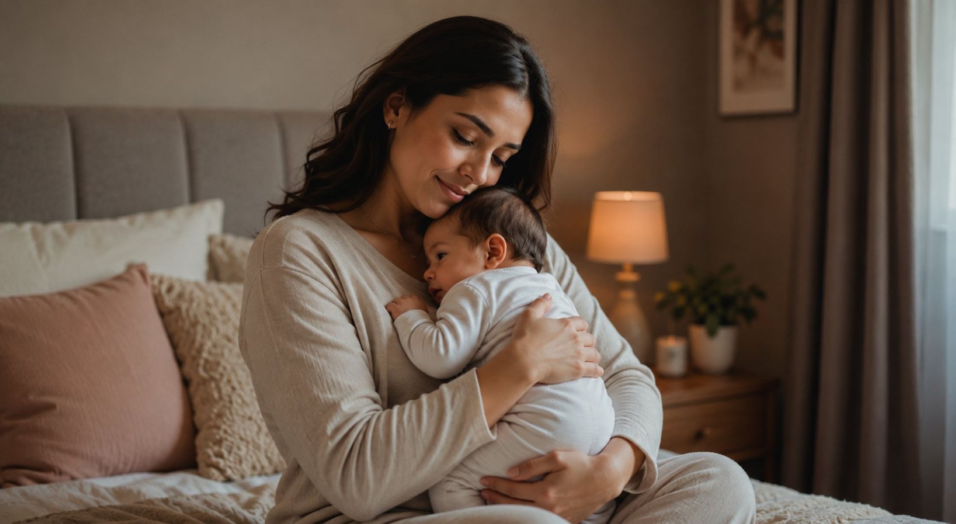 صورة لأم تضم مولودها إلى صدرها بعد إرضاعه
