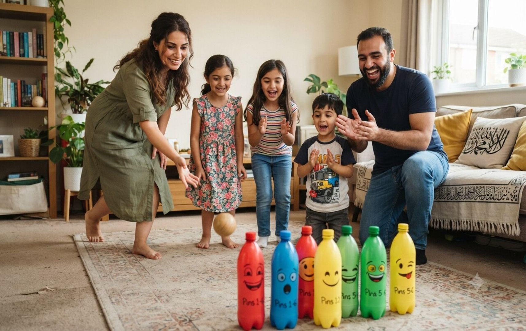  صورة عائلة تلعب البولينغ