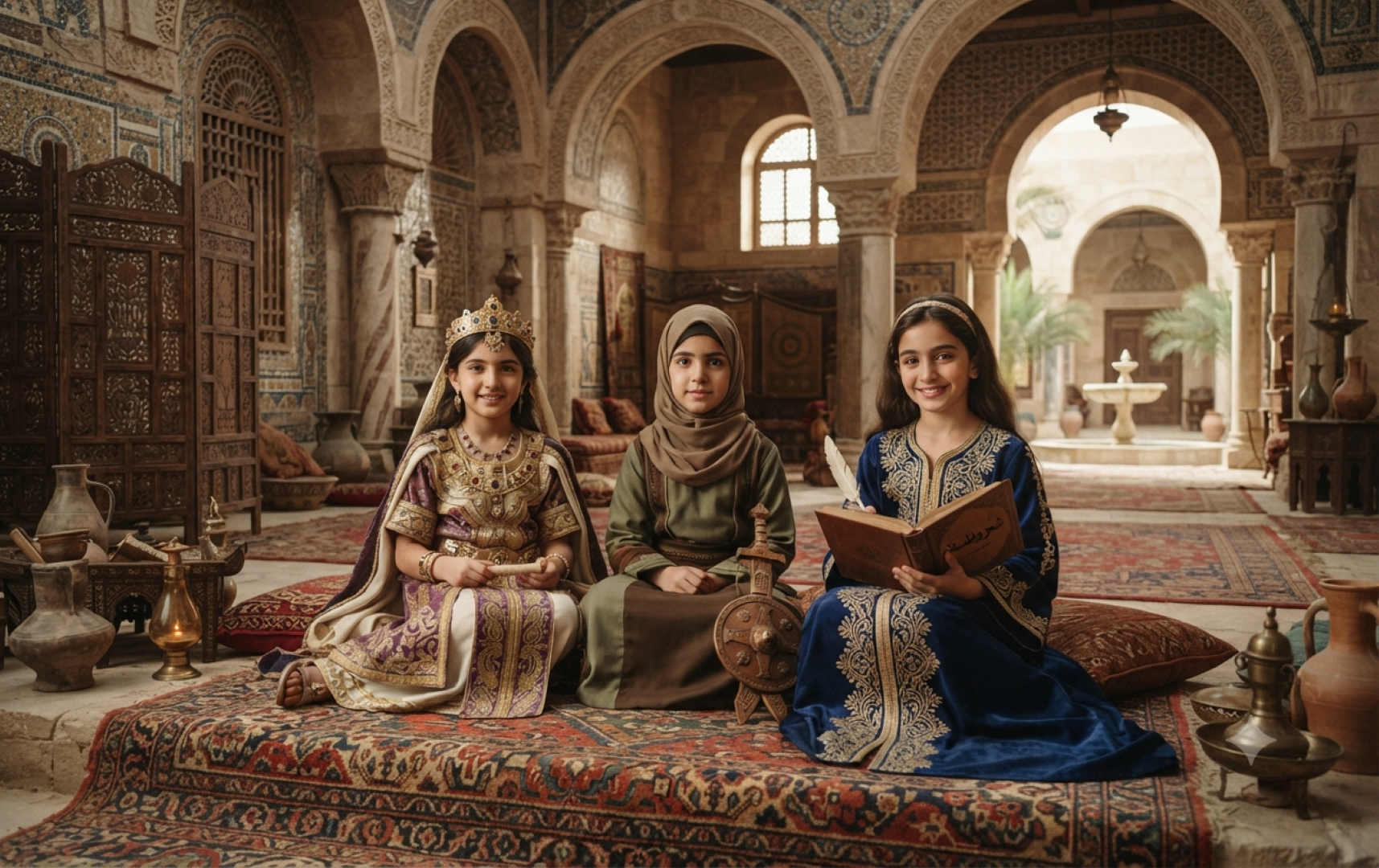 صورة 3 فتيات من عصور قديمة مختلفة