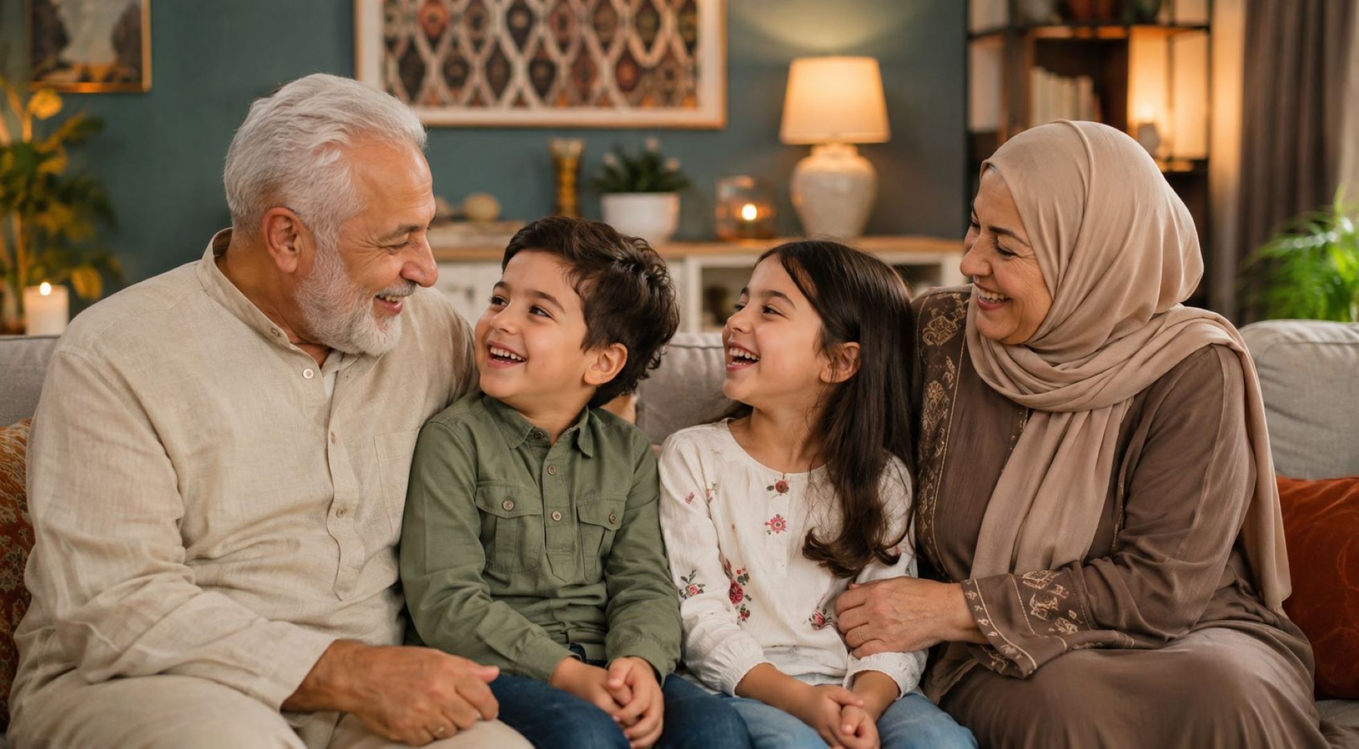 صورة للجدين مع الأطفال