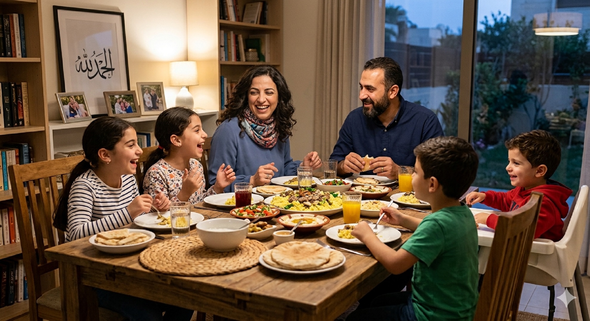 صورة لأسرة تتناول الطعام