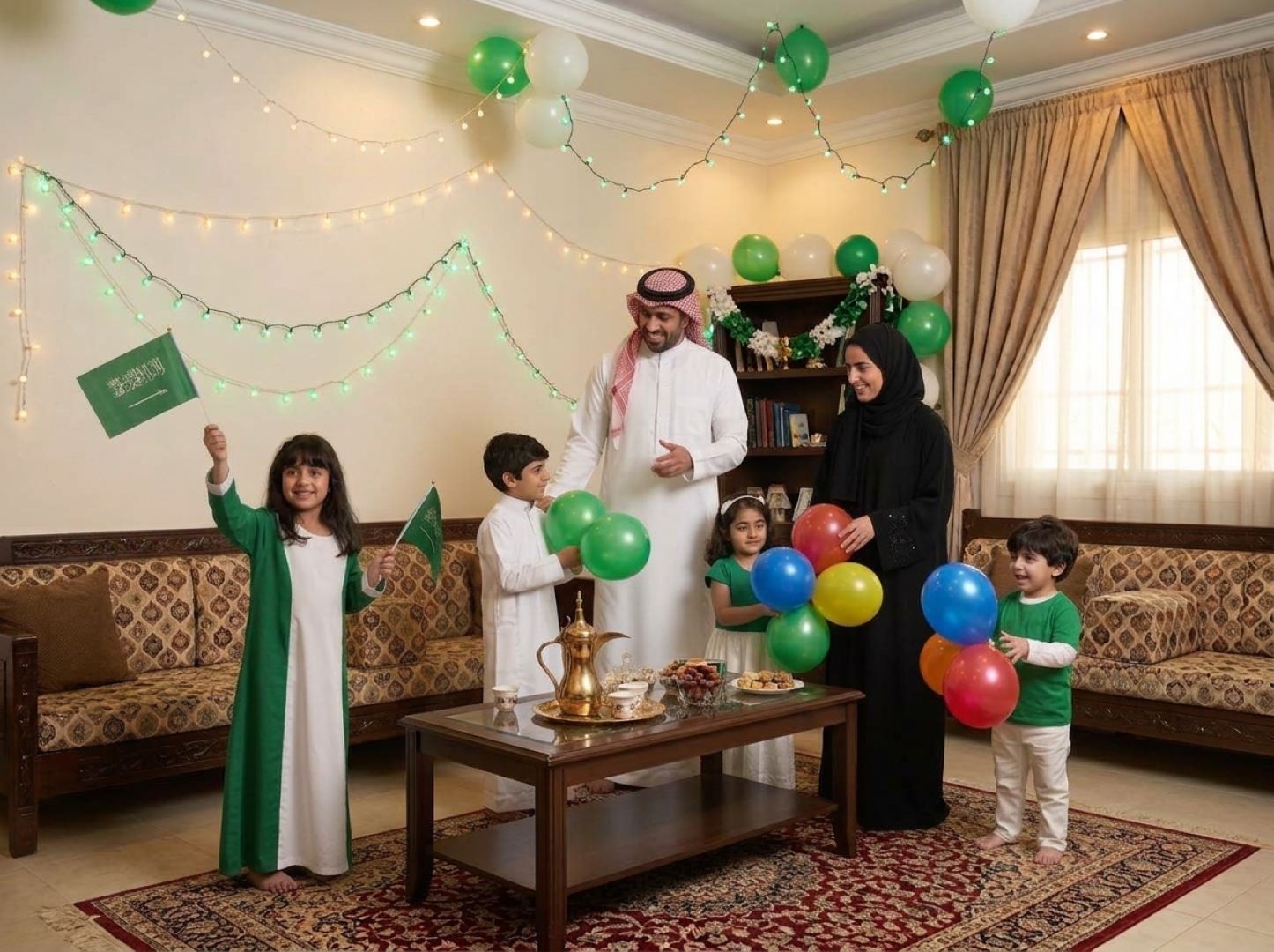 صورة لعائلة سعودية تحتفل بهذا اليوم