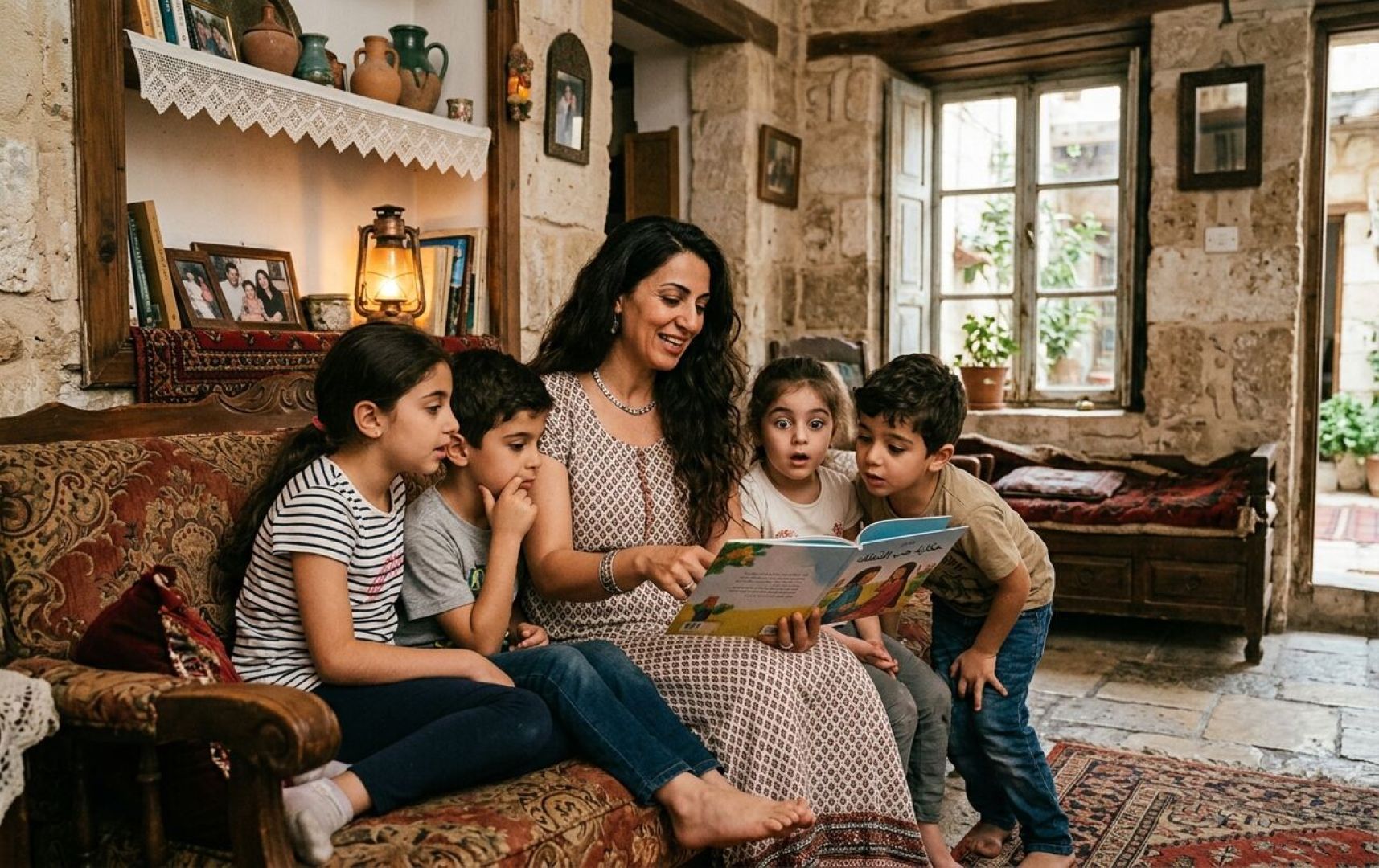 صورة أم تقرأ القصص
