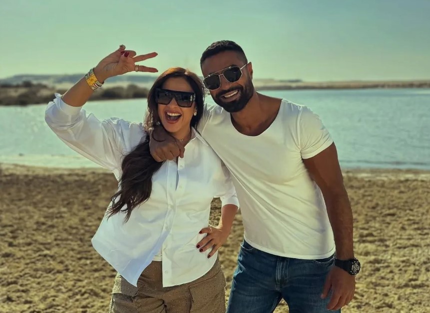 كريم فهمي وياسمين عبد العزيز من كواليس مسلسل وننسى اللي كان- الصورة من حسابها على إنستغرام
