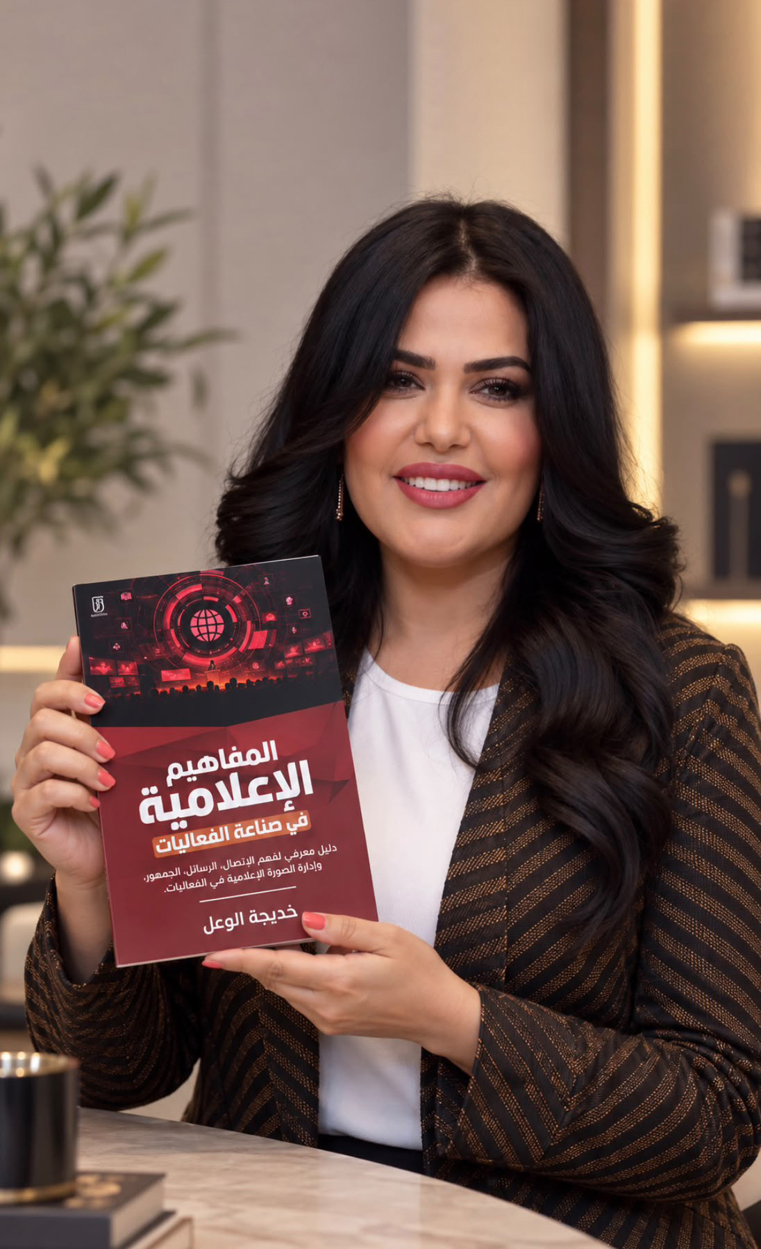 الإعلامية وسيدة الأعمال خديجة الوعل مع كتابها «المفاهيم الإعلامية في صناعة الفعاليات» 