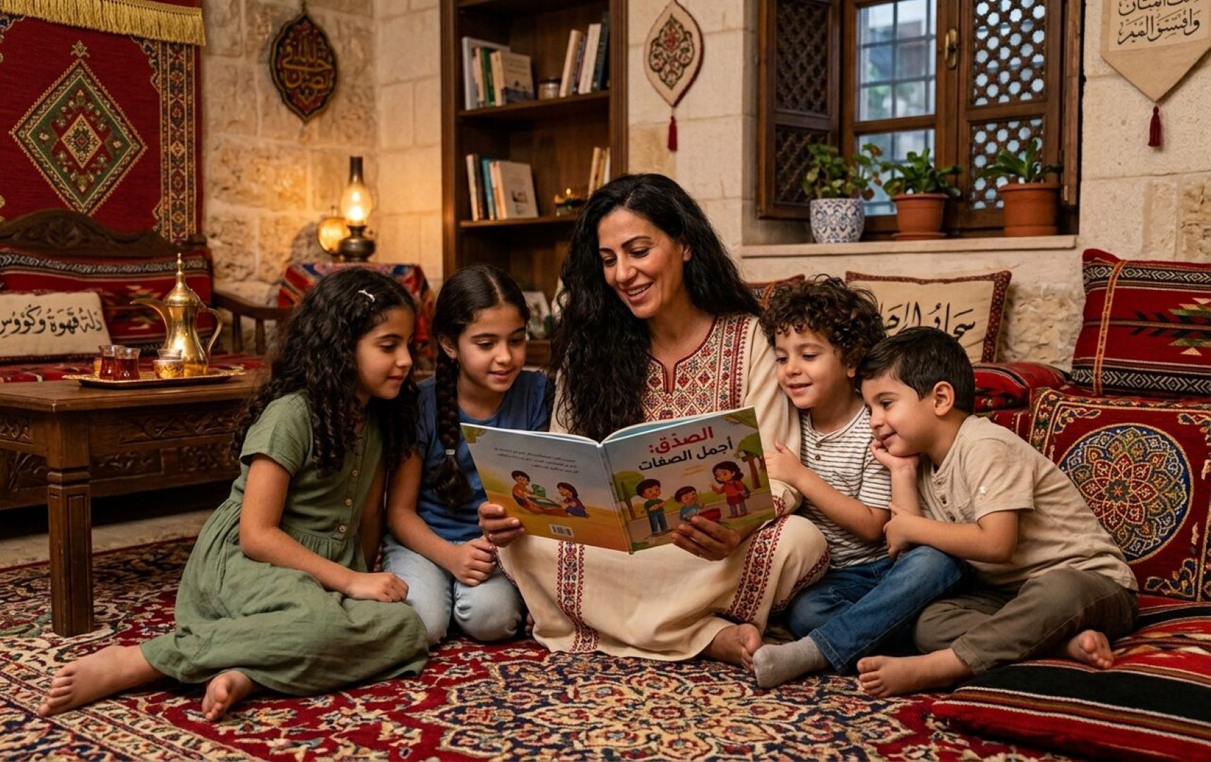 صورة أم تقرأ القصص لأطفالها