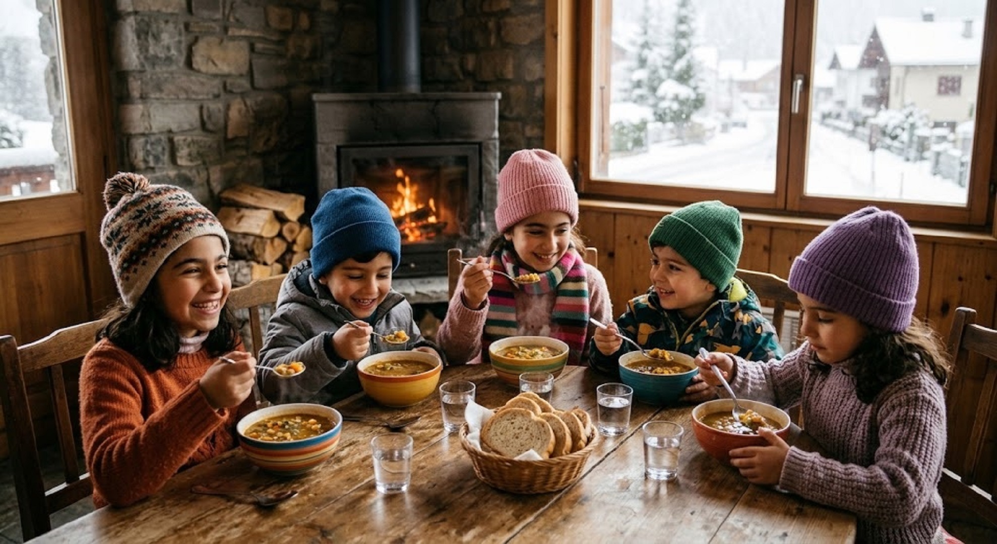 صورة لأطفال يتناولوا الحساء