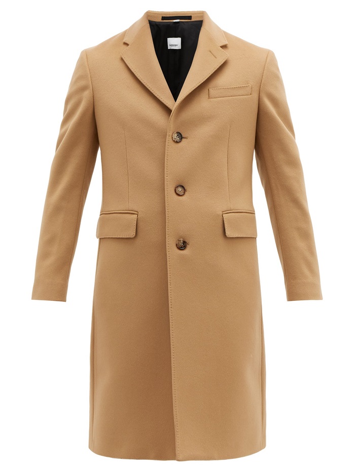 معطف باللون البيج الغامق مع أزرار من Burberry