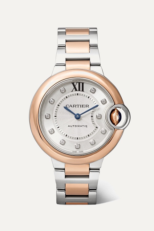 ساعة من الفضة والذهب الوردي بتصميم مميز من Cartier