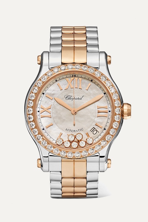 ساعة من الفضة والذهب مرصعة بالماس من Chopard
