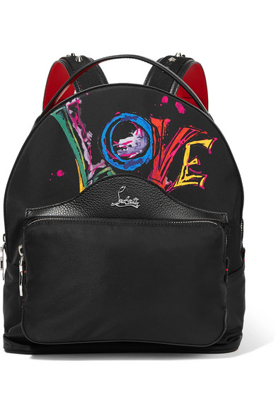 حقيبة من Christian Louboutin باللون الأسود والنقشات الملونة