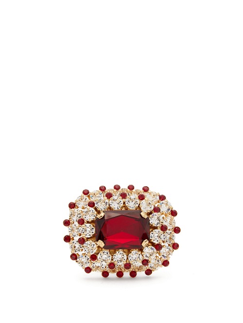 خاتم مرصع بالأحمر مع أحجار الماس من Dolce and Gabbana