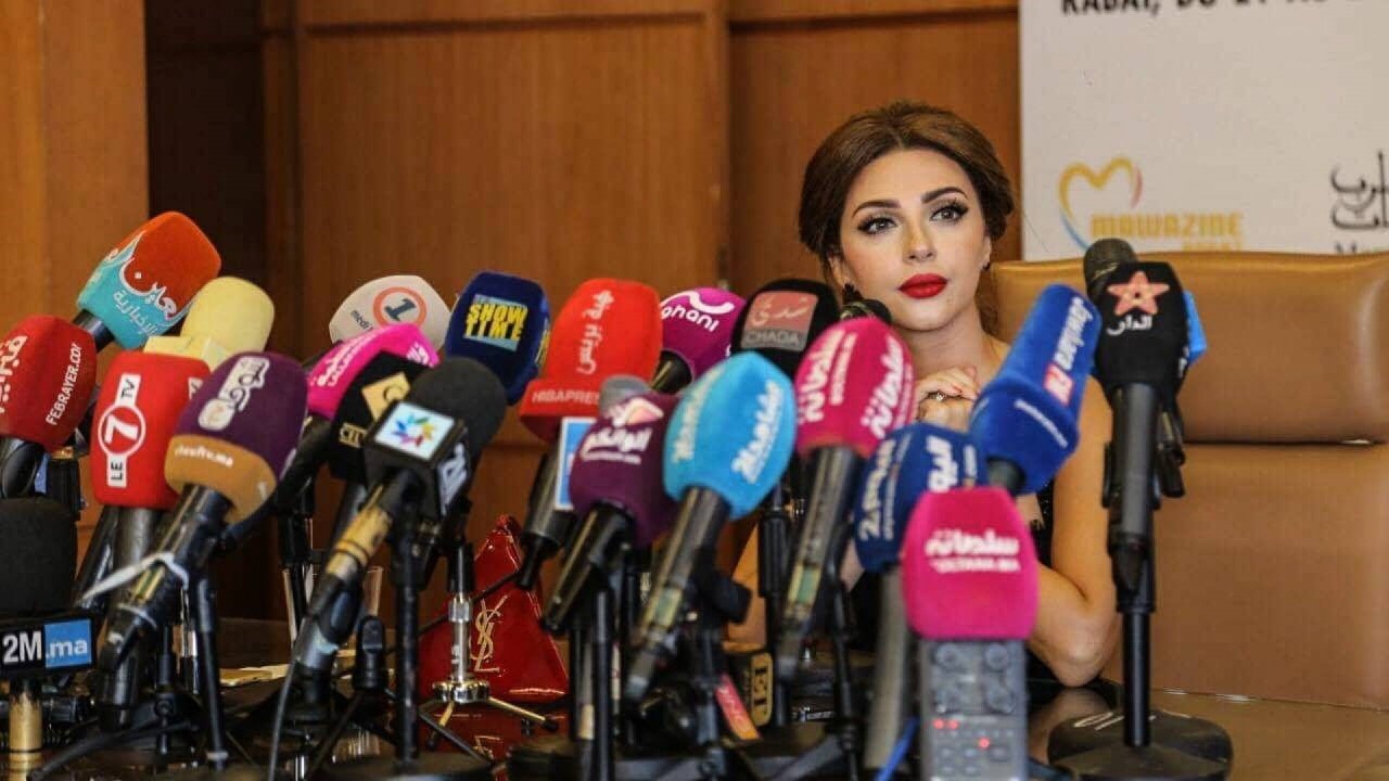 ميريام فارس خلال مؤتمرها الصحفي في مهرجان "الموازين"
