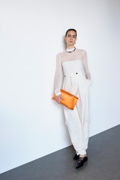 بنطلون خصر عالي أبيض فضفاض من جيل ساندر Jil Sander