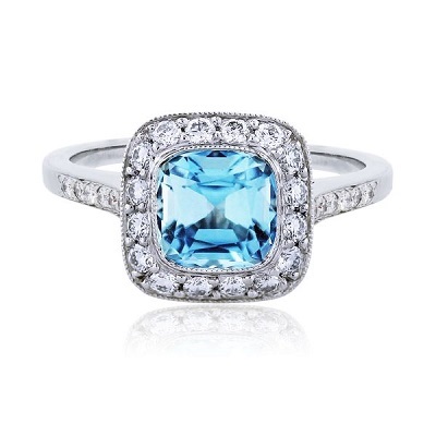 خاتم الماس مرصع بحجر الزبرجد الأزرق من تيفاتي ىند كو Tiffany&Co