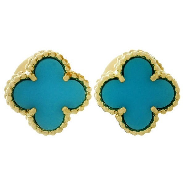 أقراط من الذهب والفيروز من فان كليف اند آربيلز Van Cleef& Arpels