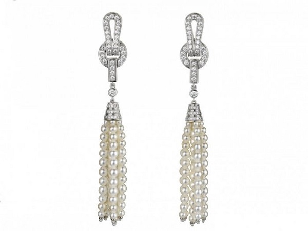 أقراط من اللؤلؤ والماس من كارتييه Cartier