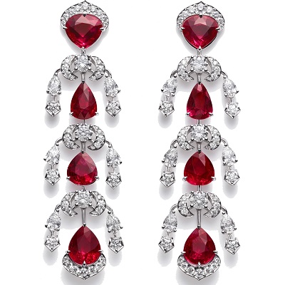 أقراط من الماس والياقوت من شوبارد Chopard