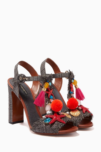 صندل من القش الملون من دولتشي ىند غابانا Dolce&Gabbana