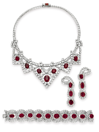 طقم إليزابيث تايلور من الياقوت والماس من تصميم كارتييه Cartier