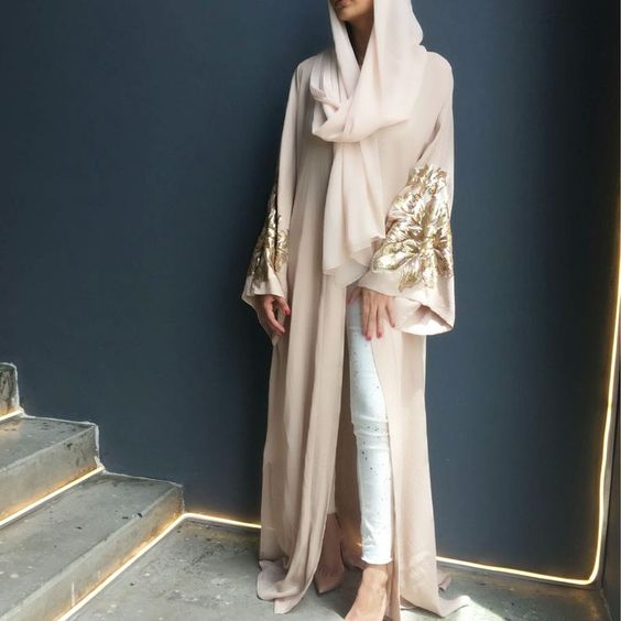 عبايه بيج روز شيفون ناعمة