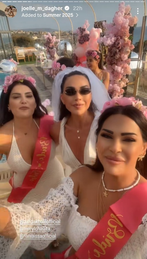 رانيا عيسى وجويل داغر في حفل توديع عزوبية صديقتهما داليدا خليل- الصورة من ستوري حساب جويل داغر عبر إنستغرام