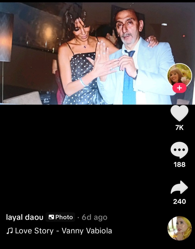 نشرت ليال ضو صورة  عبر حسابها على تيك توك من حفل خطوبتها من زياد الرحباني-