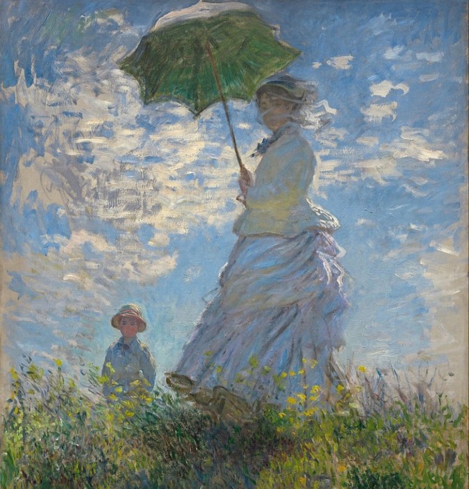 لوحة زيتية تظهر زوجة الرسام وابنهاWoman with a Parasol – Madame Monet and Her Son، من عام 1875، معروضة في National Gallery of Art، في واشنطن