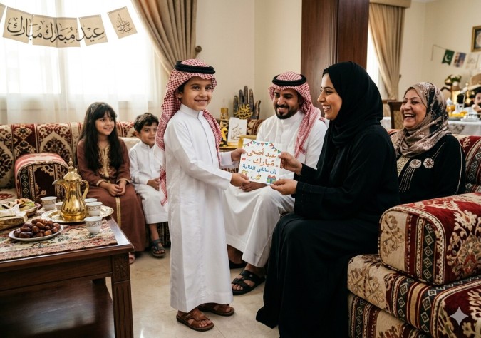 بطاقة معايدة للعائلة في عيد الأضحى المبارك
