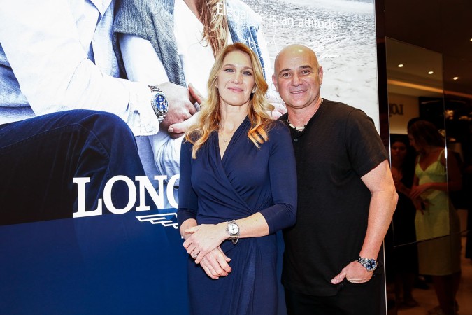 الزوجان أندريه أغاسي André Agassi وستيفي غراف Steffi Graff، في افتتاح بوتيك Longines، في ميلبورن، عام 2019 (Sam Tabone /WireImage / Getty Images)