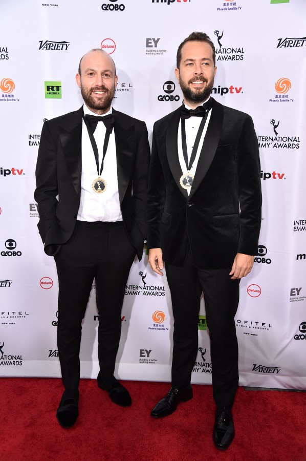Onur Guvenatam and Izzet Pinto attend the 46th Annual International Emmy Awards - Arrivals at New York Hilton in New York City.
