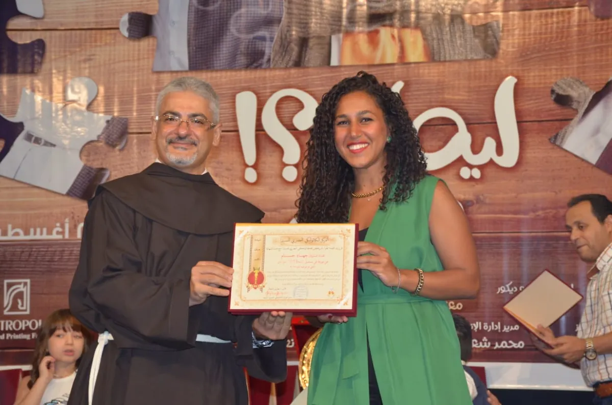 الأب بطرس دانيال من المركز الكاثوليكي.. تصوير - محمد العربي