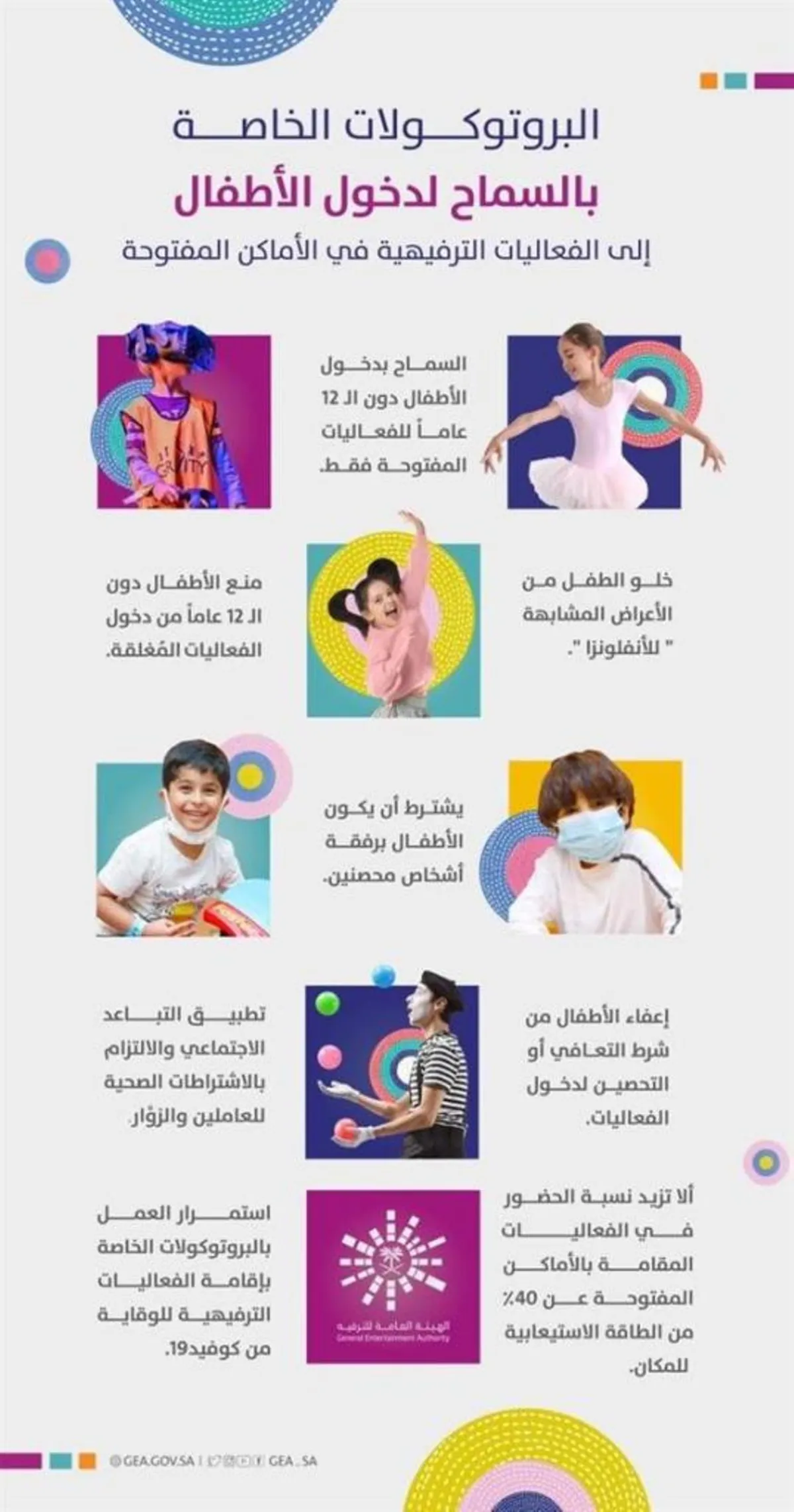 الترفيه تكشف عن الاشتراطات الخاصة بدخول الأطفال إلى الفعاليات الترفيهية