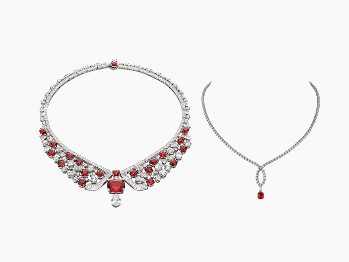قلادات مرصعة بالياقوت الأحمر لإطلالة فخمة