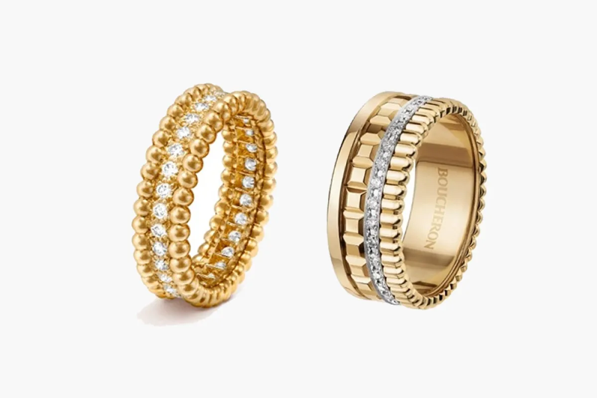 خواتم ذهب وألماس عريضة