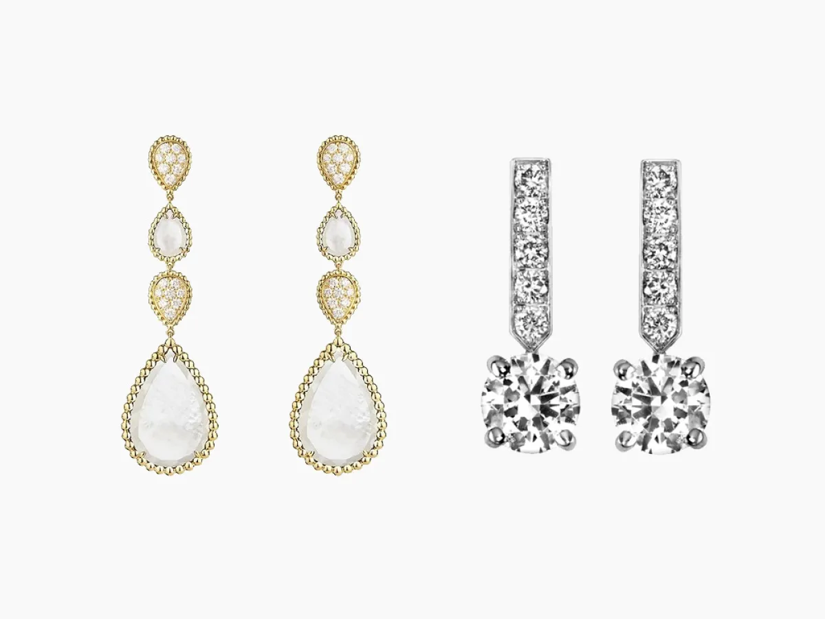 أقراط متدلية من الألماس