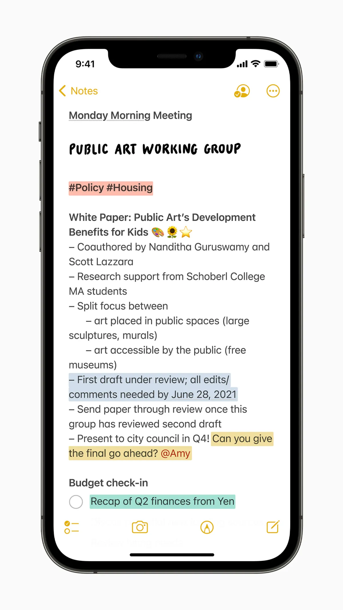 الملاحظات لإي آيفون