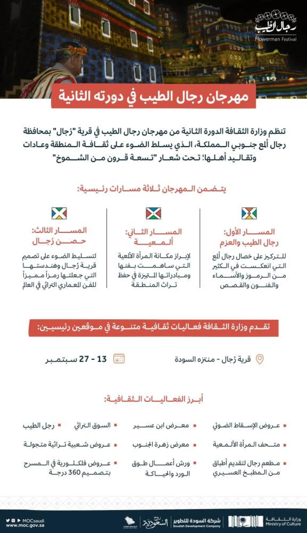 وزارة الثقافة تستعد لإطلاق الدورة الثانية من مهرجان رجال الطِّيب