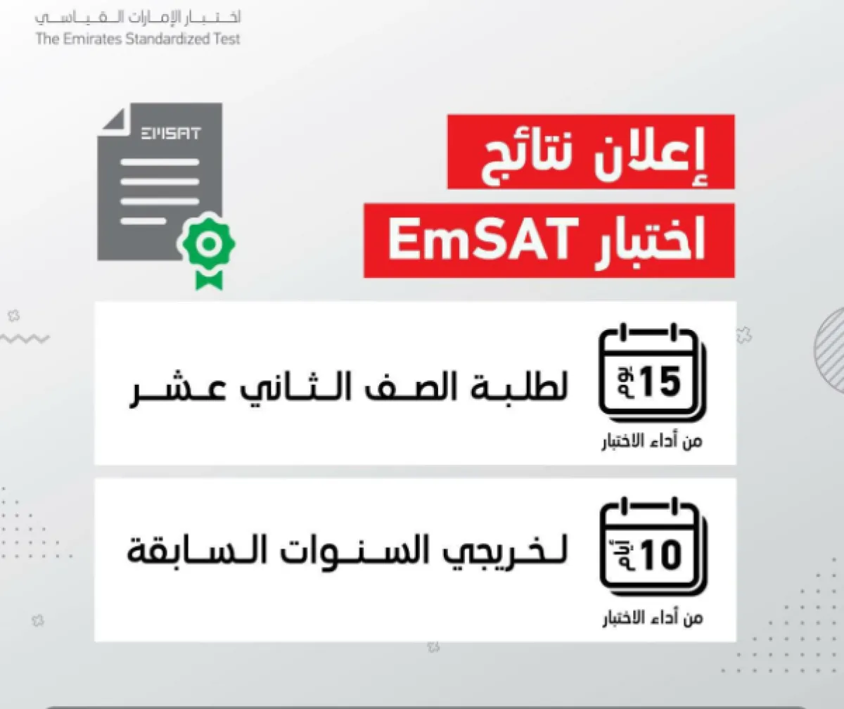 إعلان نتائج اختبارات EmSAT لطلبة الصف 12 بعد 15 يوم من أدائها